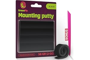 GreenFix Mastic de montage noir de 56,7 g – Mastic adhésif réutilisable et amovible pour suspension murale, arts et artisanat