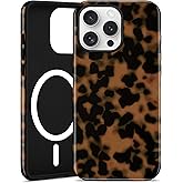 Jusy Compatible with MagSafe Brown Tortoise Shell Print Phone Case for iPhone 13 Pro, Amber Trendy Luxury Magnetic Soft TPU and Hard PC Protective Phone Cover for Women Girls - Black