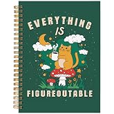 LZYRF Everything Is Figureoutable Inspirational Spiral Notebook Journal, Funny Coffee Cat Notebooks for Note Taking, Gifts for Cat Lovers, Motivational Hardcover Notebook, 5.5x8.3 Inch