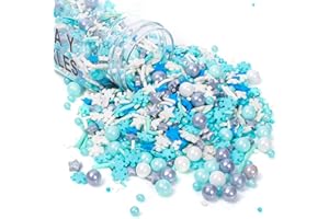 EPHVODI Snowflake Sprinkles, Frozen in Sugar Sprinkle Mix, Blue Sprinkles, Baking Cake Cupcake Toppers, Cookie Decorating, Ice Cream Decorations Celebrations Shaker Jar Wedding Christmas Party