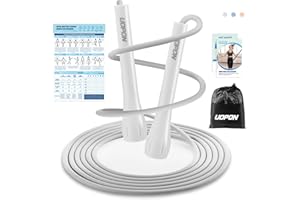 UOPON Jump Rope for Fitness, Lightweight PVC Skipping Rope for Men Women Adults Exercise with ABS Handles & Training Poster, Adjustable Tangle-Free Workout Speed Jump Rope for Home, Gym and Outdoor