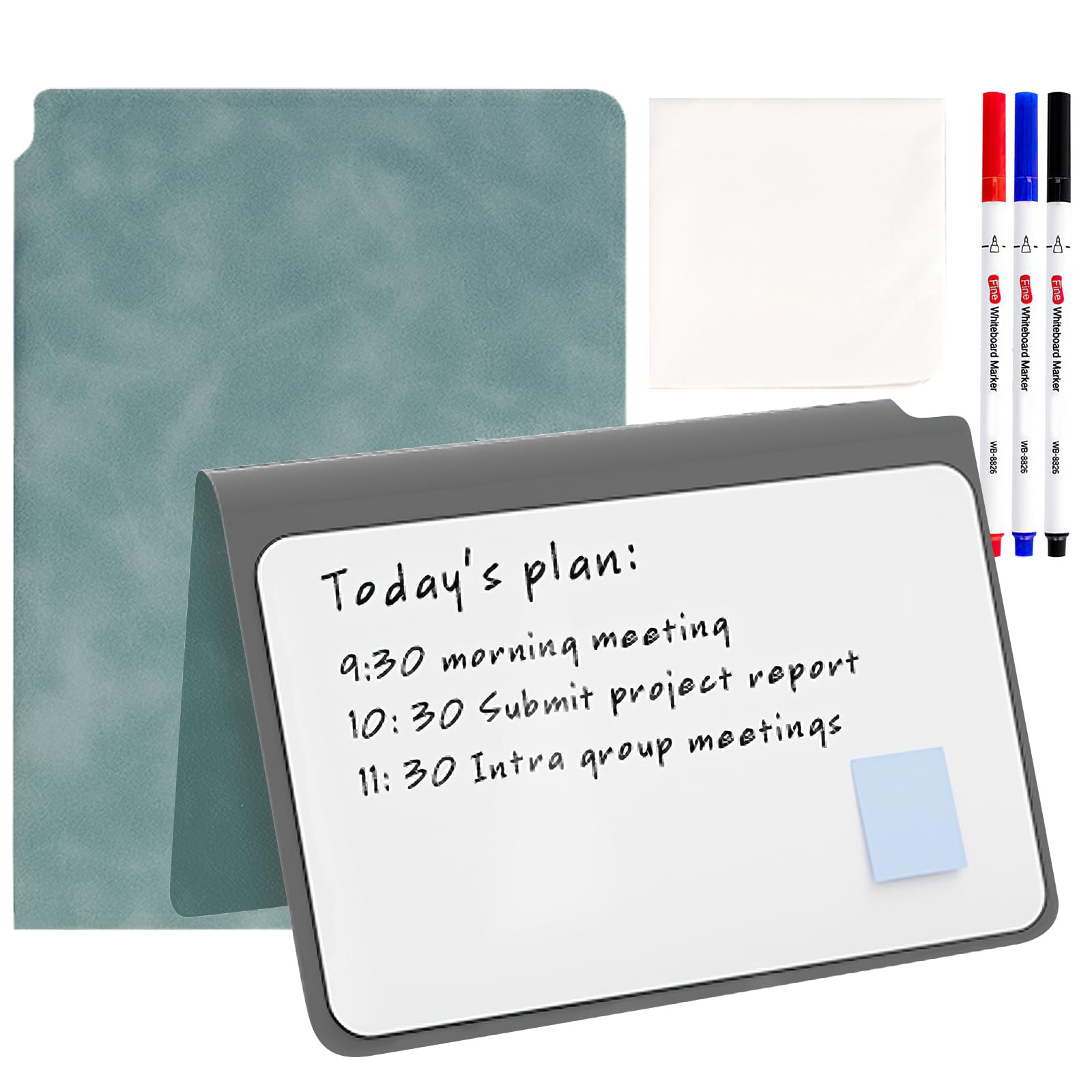 Elezeal A5 Dry Erase Whiteboard, Portable Small Whiteboard Notebook Notepad, Reusable Mini White Boards with Erasable Marker for Office Business Writing Noting Planning (Cyan-1 Pack)