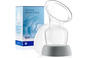 yahaa Manual Breast Pump for Breastfeeding Essentials,Colostrum Collector with Spill Free Valve,Cap,Silicone,Self-Stand Bottom,Gray,4oz