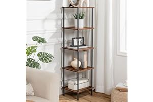HOOBRO 5-Tier Corner Shelf Stand, Corner Square Rack Display Shelf, Tall Storage Rack Plant Stand, Corner Bookcase for Small 