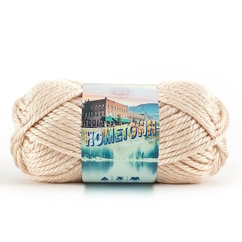 Lion Brand Yarn Hometown Yarn, Super-Bulky Yarn for Knitting, Crocheting, and Crafting, 1 Pack, Los Angeles Tan