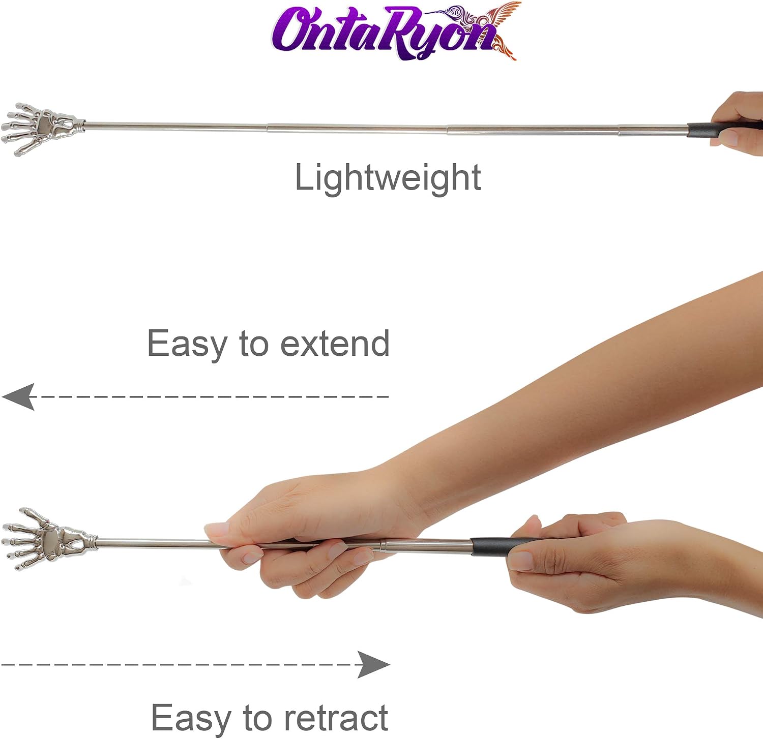 OntaRyon Telescopic Back Scratcher, Black - Image 5