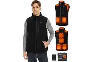 Hecusma Fleece Heated Vest for Men with Battery Pack 16000mAh 7.4V, Warming Mens Heated Vest, Fleece Heating Vests for Men