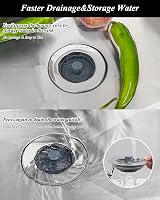 Hibbent Kitchen Sink Strainer and Plug Combo 3-in-1 70-86mm Stainless ABS view 2
