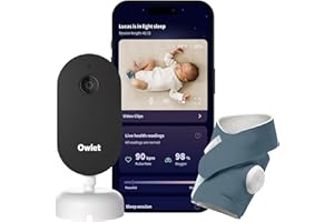 Owlet Dream Duo – FDA-Cleared Smart Baby Monitor with Sock & HD Video Cam 2K HD Video, Cry & Motion Alerts, Temp Monitoring