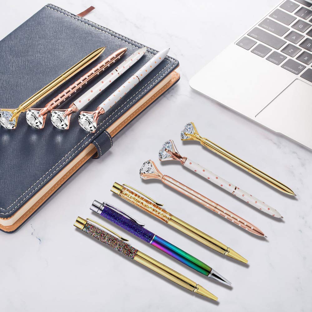 GYORGKSHI 6PCS Crystal Diamond Ballpoint Pen Bling Metal Ballpoint Pen Office Supplies for Women,Coworkers,Hostess and Girlfriend,Christmas Gifts for Women