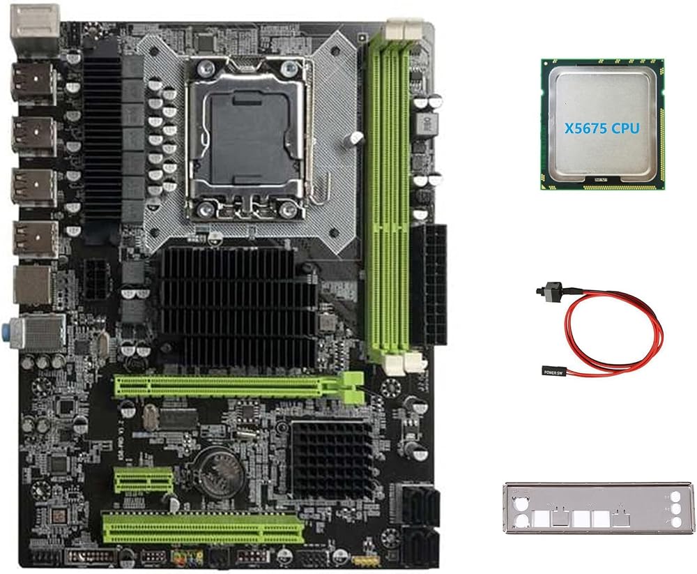 Lodokdre X58 Motherboard LGA1366 DDR3 ECC RAM X5675 CPU + Switch Cable