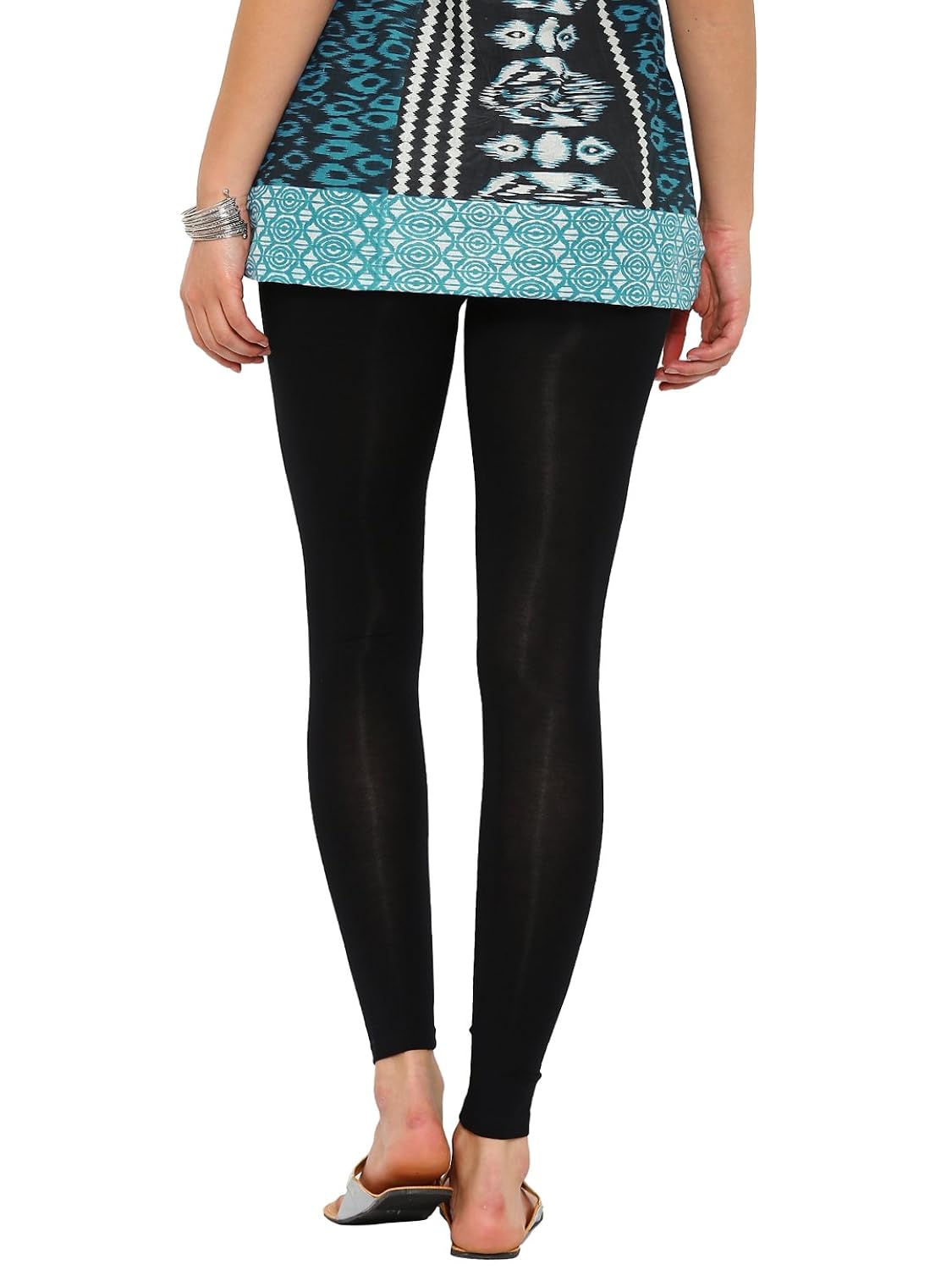 de moza ladies leggings ankle length solid viscose lycra gold