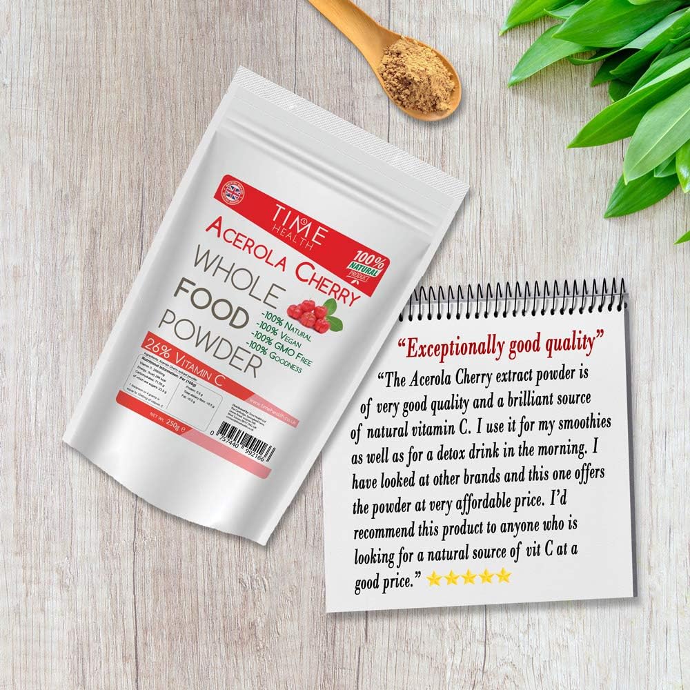 Acerola Cherry Spray Dried Juice Powder - Natural & Wholefood VIT C - 100g 250g 500g 1kg (250g Powder Pouch) - Image 4