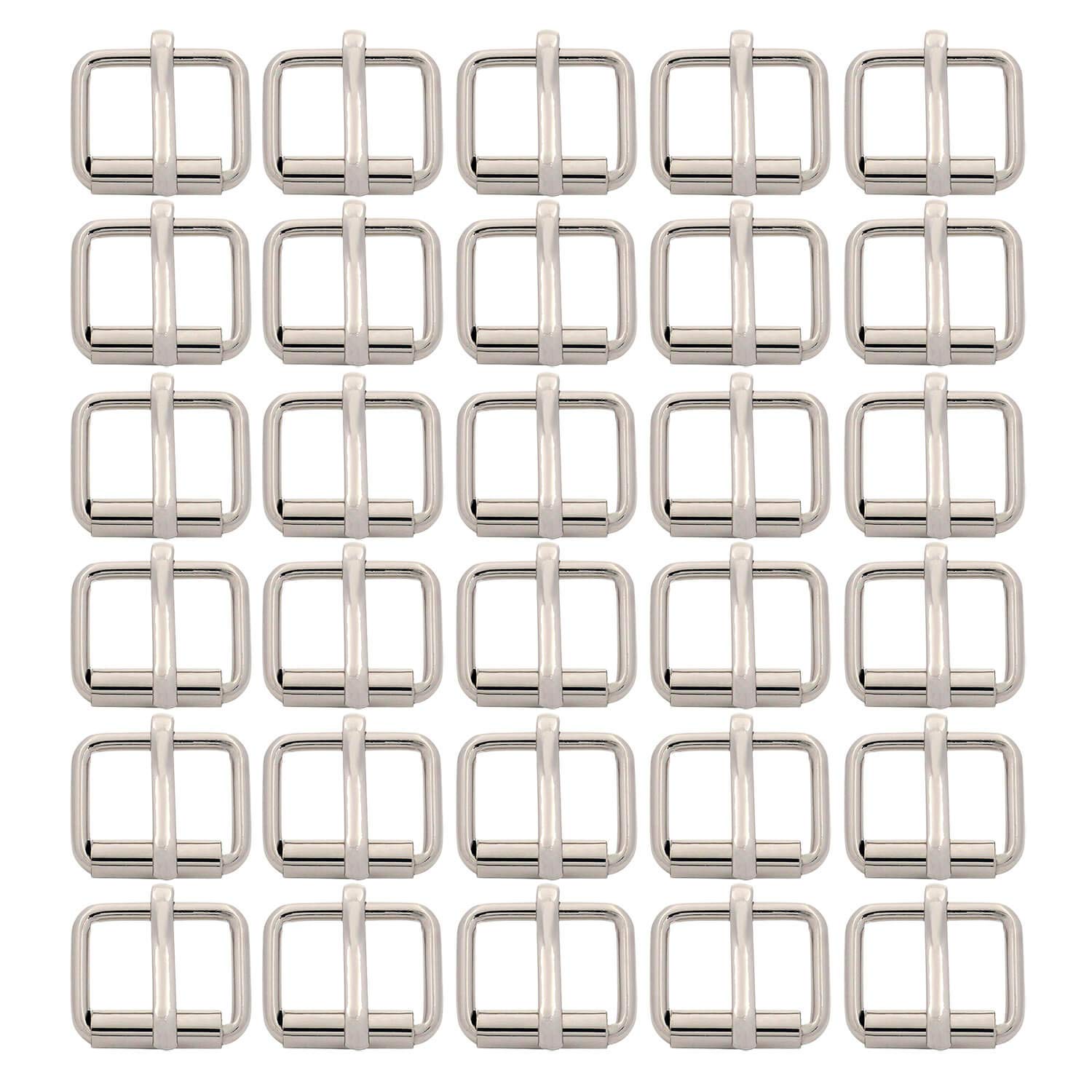 BIKICOCO Roller Buckle, 3/4 Inches Heel Rolling Bar Buckles for Bags Leather Webbing Straps, Silver - Pack of 30