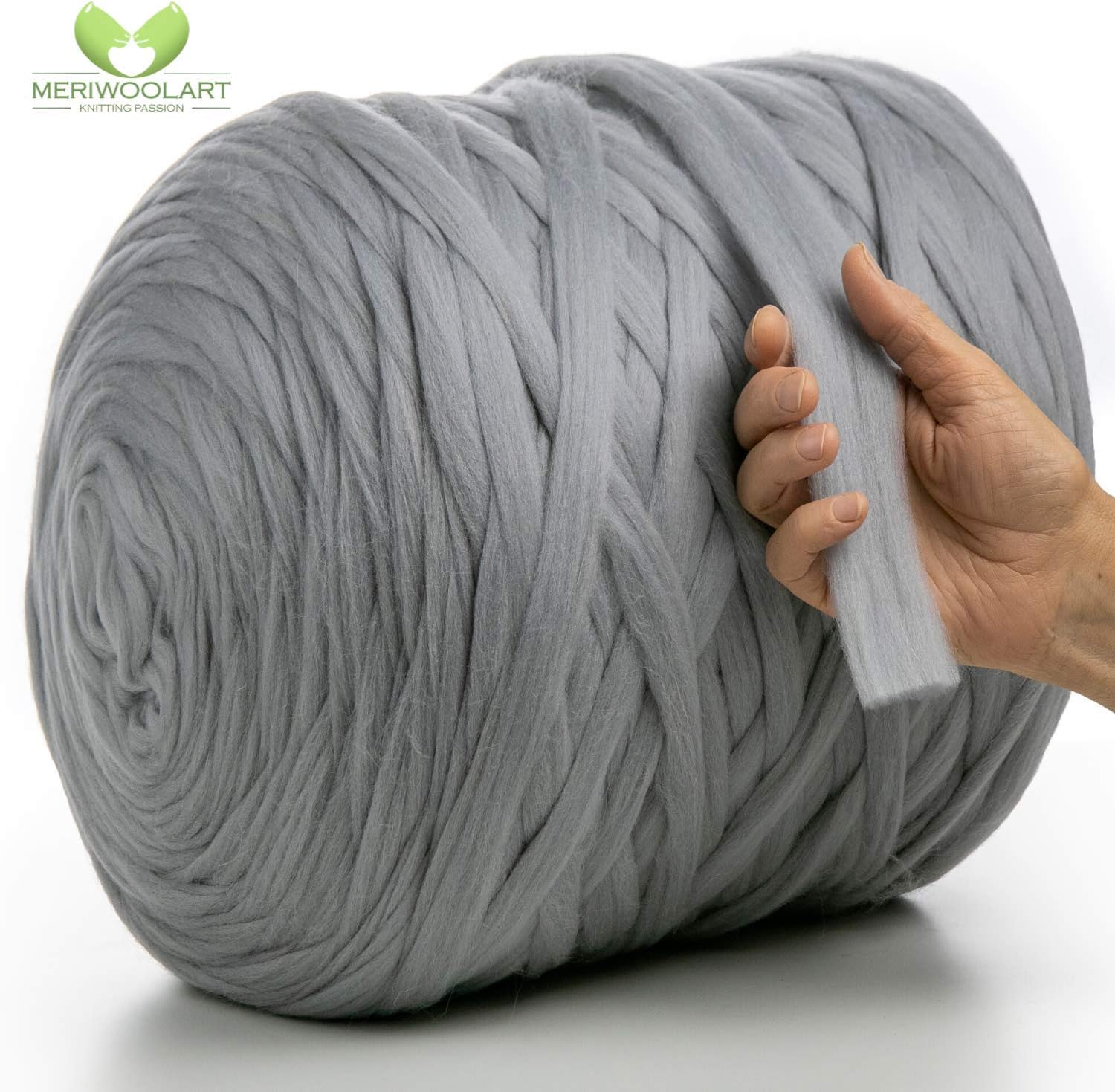MeriWoolArt 100% Merino Wolle Garn XXL Super Chunky MeriWoolArt® XXL Merino Wolle Garn 100% Schurwolle (4-5cm Stärke), Extra Dicke Filzwolle Für