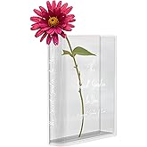 Skywin Acrylic Book Vase, Unique Book Vase for Flowers, Home Decor, Centerpieces, and Housewarming Gifts (Clear with White Pr