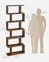 VASAGLE 6-Tier Bookcase 24 x 70 x 191.6 cm Room Divider Rustic Brown LBC61BX view 7