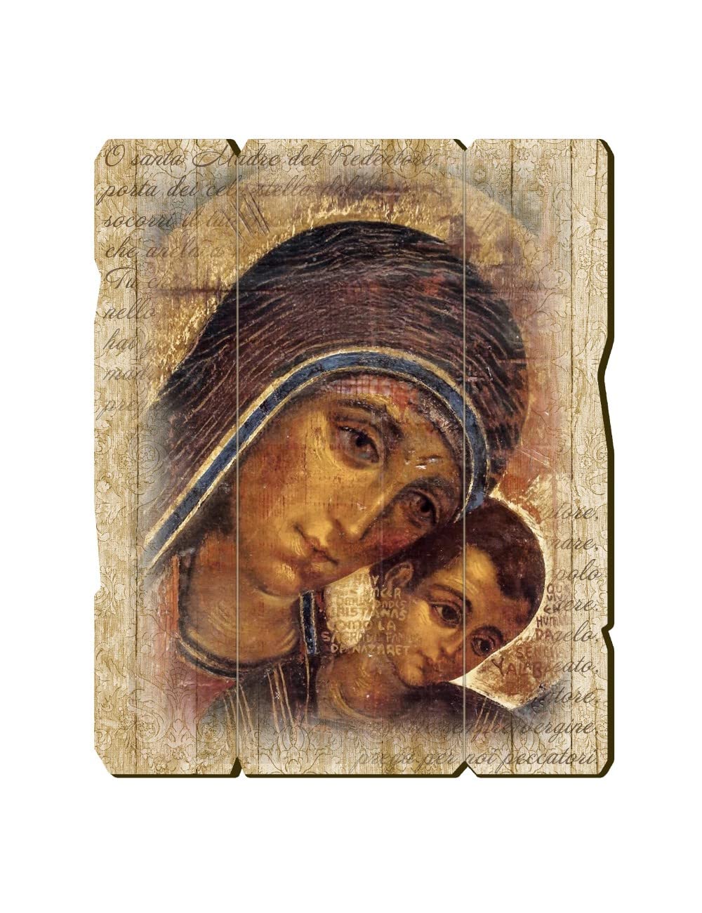 Fratelli Bonella | Wooden Picture Shaped Vintage Style by Madoona and Child by Kiko 19x24 cm | Made in Italy