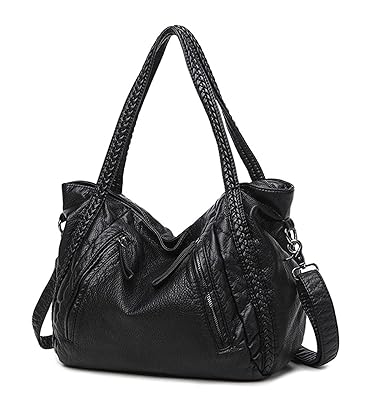 Mn Sue Soft Leather Leather Large Black Womens Handbag