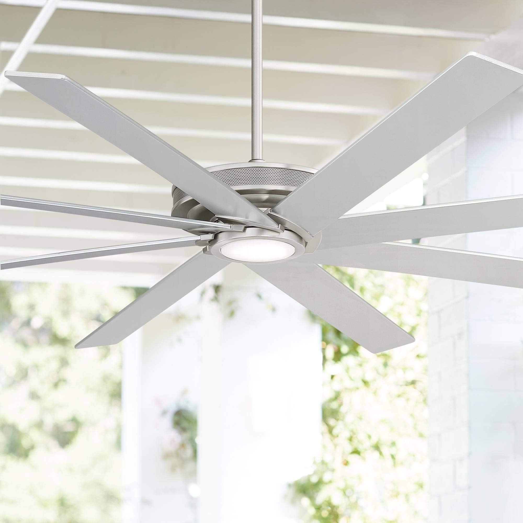 70" Glider Modern Outdoor Ceiling Fan with Light LED Dimmable Remote Control Brushed Nickel Damp Rated for Patio Porch - Casa Vieja