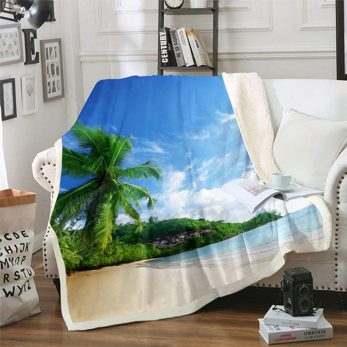 Erosebridal Beach Blanket Throw Blue Ocean Sea Fleece