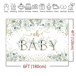 Mocsicka Greenery Baby Shower Backdrop Oh Baby