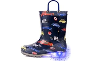 Outee Toddler Kids Adorable Lightwight Waterproof Rain Boots Light Up by Steps