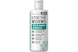 CHEW + HEAL LABS Dog and Cat Dewormer - 12 oz Wormer Liquid to Paralyze and Expel Roundworms - Kitten and Puppy Dewormer