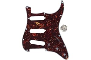 FLEOR 11 Holes ST Style Pickguard SSS Guitar Pickguard Pick Guard Scratchplate with Screws Set,4Ply Brown Tortoise Shell