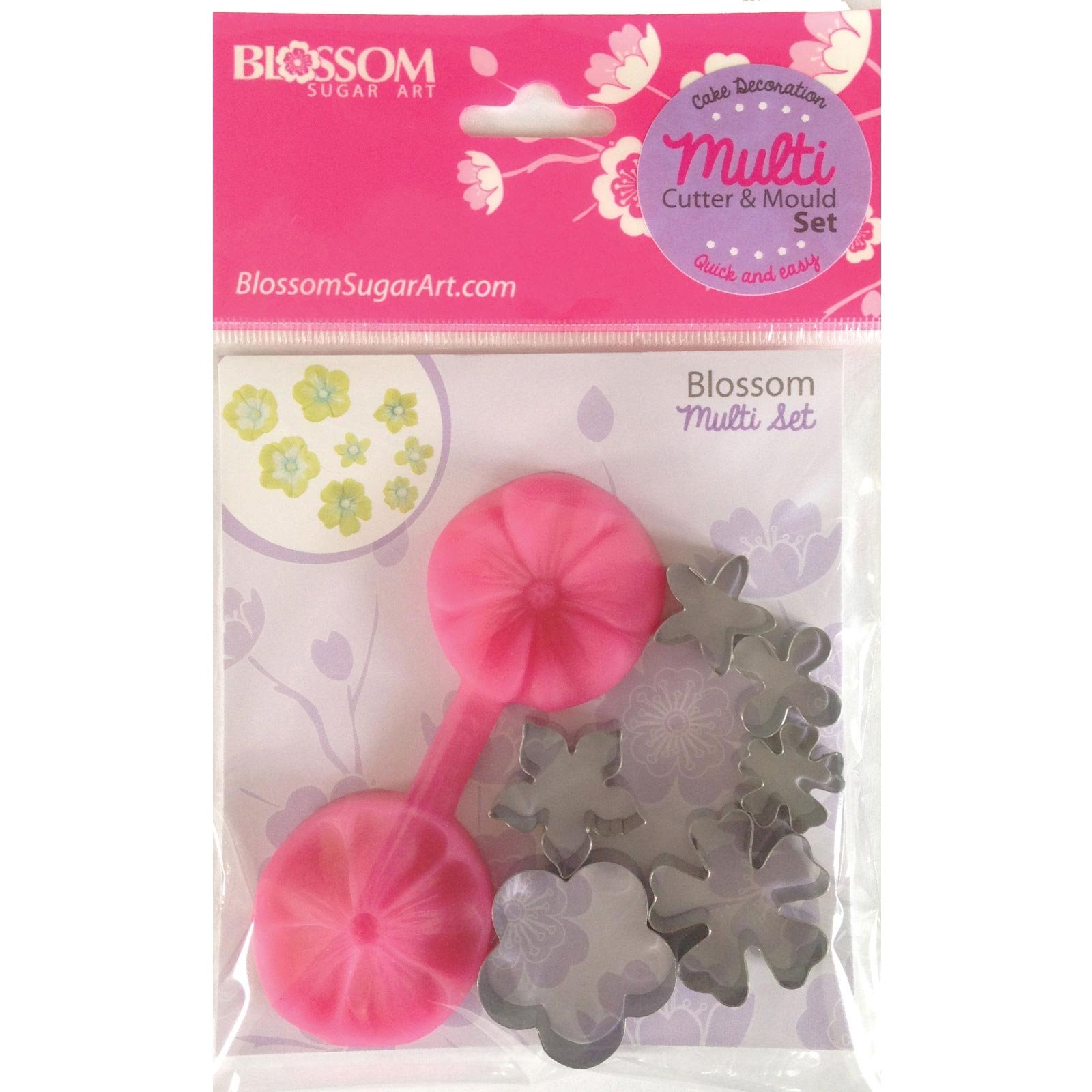 Blossom Sugar Art Blossom Multi Set Including Silicone Mould and Cutters, Pink, 17 x 12 x 1.5 cm