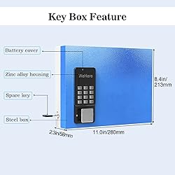 WeHere Key Lock Box Wall Mount, 16 Key Cabinet with