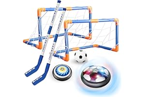 UJhay The Latest 3-in-1 Hockey,Inflatable Football,Suspended air Electric Football Set,LED Light Belt and Foam Bumper, USB Charging, XmasToy for Boys and Girls Indoor Outdoor Games Sports 3+ Kids