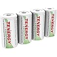 Tenergy Centura NiMH Rechargeable C Batteries, 4000mAh C Battery, Low Self Discharge C Cell Battery, Pre-Charged C Size Battery, 4 Pack