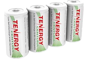 Tenergy Centura NiMH Rechargeable C Batteries, 4000mAh C Battery, Low Self Discharge C Cell Battery, Pre-Charged C Size Battery, 4 Pack
