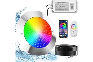CINHOMI Pool Lights for Inground Pool LED Pool Lights 10 Inches RGB 12 V Equivalent 500 W Bulbs Color Changing Underwater Pool Light with 50 Foot Cord and APP Control & Remote Control for 10 Inches Wet Niche