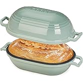 FRRLY Enameled Cast Iron Dutch Oven for Sourdough Bread Baking,9 x 5-4/5 Inch Oval Cast Iron Bread Pan with Lid,Dutch Oven for Homemade Sourdough Baking,2.8QT Meatloaf Pan,Oven Safe