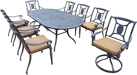 Amazon Com 9 Piece Black Aluminum Outdoor Furniture Patio Dining