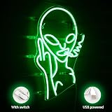 SIGNSHIP Alien Neon Light Sign Wall Decor USB 5V 40x30 cm Green Alien view 5