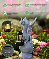 Goodeco Dragon Solar Light Statue Garden Ornament 6.5 x 11.8 in view 3