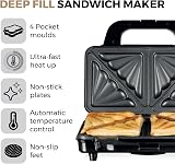 Tower Deep Fill Sandwich Maker 900W Rose Gold T27013RG with 4 Moulds view 2