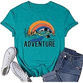 VQD Seek Adventure Shirts for Women Camp Camping Hiking Tshirt Nature Lover Mountain Tee Tops