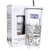 Beary Blu Cities Around the World 25 Oz Tumbler Series - Designed in the USA - Vacuum Insulated Tumbler with Lids & Straw - Stainless Steel Coffee Water Travel Mug, for Hot Cold Drink (Las Vegas)