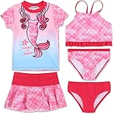 Trolls JoJo Siwa Girls One Piece Bathing Suit Bikini Top Rash Guard Skirt and Bottom 5 Swimsuit Set Toddler to Big Kid
