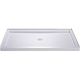 DreamLine SlimLine 34 in. D x 60 in. W x 2 3/4 in. H Center Drain Single Threshold Shower Base in White, DLT-1134600