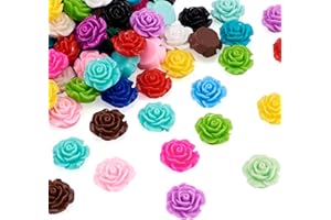 Craftdady 200Pcs Resin Rose Flower Flatback Cabochons 18-20mm Undrilled Random Mixed Colors Floral Decor Charms for Phone Case Scrapbooking Jewelry Making