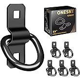 D Rings Tie Down Anchors 3/8” Heavy Duty 6000 Pound Breaking Strength for RV Camper Pickup Trailer Cargo Control, Tying Down Motor Bikers,ATV Surface Mount Bracket Enclosed Points(Pack of 6 Black)