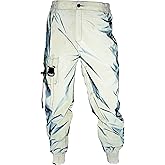 LZLRUN Men Rave Reflective Pants Breathable Zipper Fluorescent Trousers Casual Harajuku Night Sporting Jogger