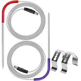 2-Pack Pellet Grill Temperature Meat Probe Compatible with Rec Tec Grills | Thermometer Meat Probe Replacment for RecTeq Grill, with 2-Pack Probe Holder Clips