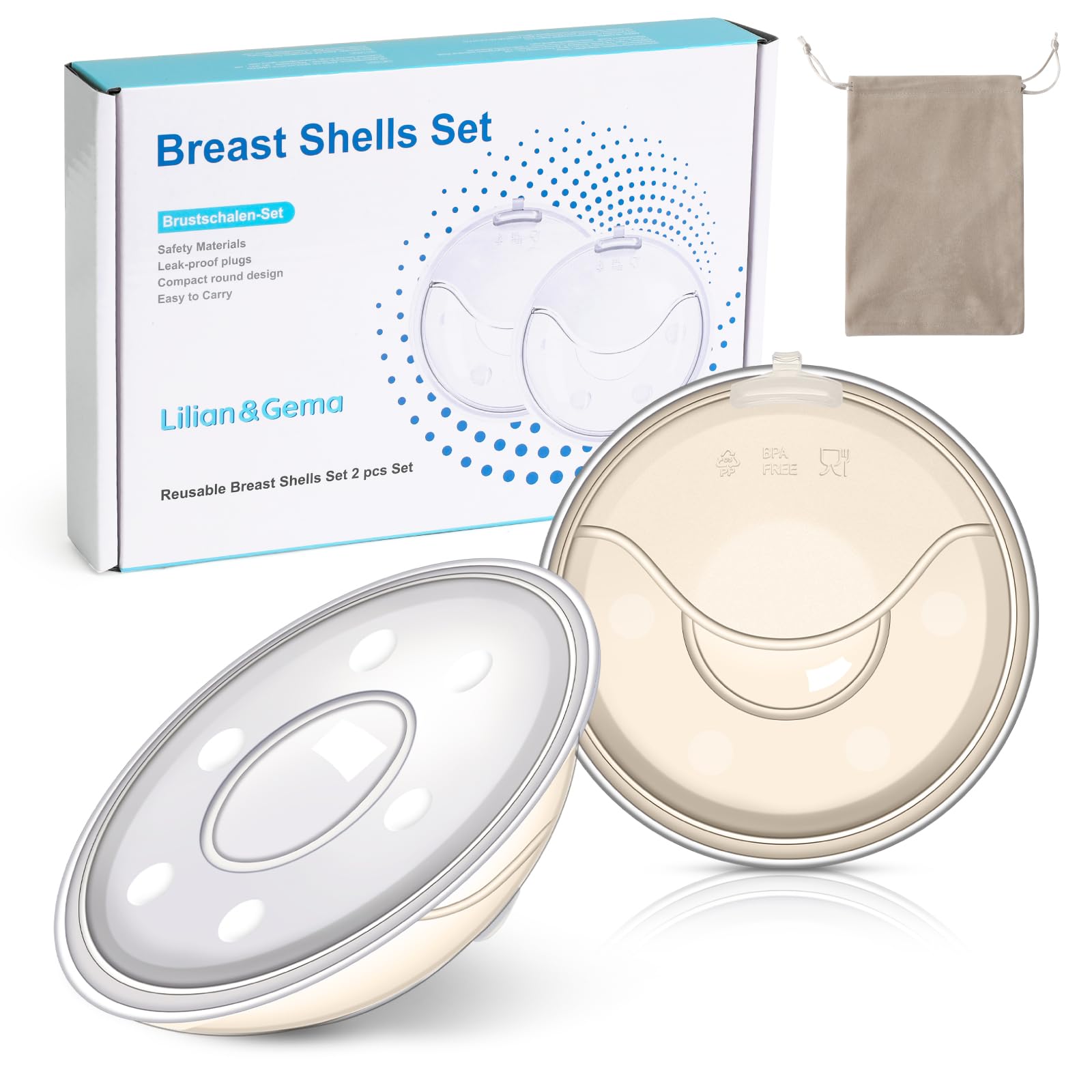 Photo 1 of Lilian&Gema Milk Collector Catcher for Breastmilk - 2 Pcs Silicone Breast Pad Nursing Cup Milk Saver for Nursing Moms, Protect Sore Nipples, Extra-Soft and Reusable for Breastfeeding Beige