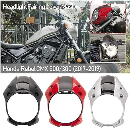 Amazon Cmx500 Cmx300 バイク部品 オートバイabs フロントヘッドライトフェアリングマスクカバー 風防 フロントガラス ウインドスクリーンメーターバイザー 17 18 19 Honda Rebel Cmx 500 300 適応 黒 バイクパーツ 車 バイク